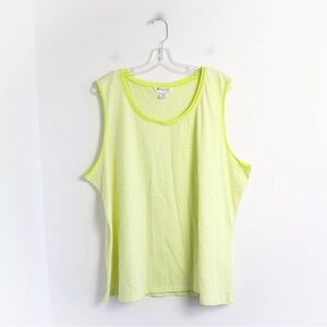 Inspired striped neon lime green sleeveless top 100% cotton casual lounge 3X